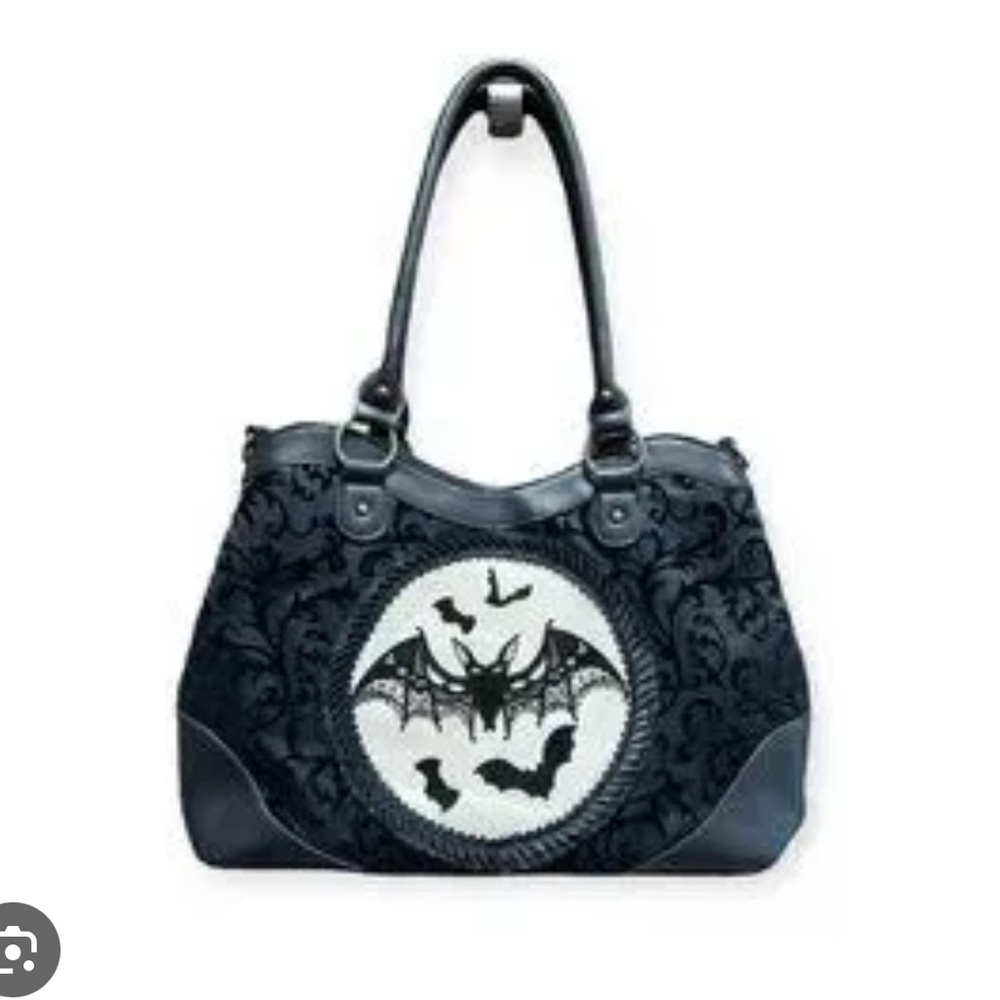 Alternative Black Lace Bat Flocked Bag